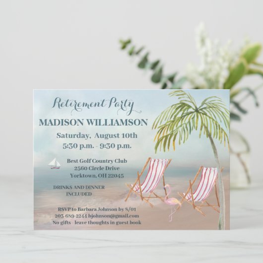 Invitation Pittoresque Beach Vue Palm Trees Retraite (Debout devant)