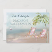 Invitation Pittoresque Beach Vue Palm Trees Retraite (Dos)