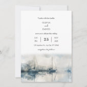 Invitation Pittoresque Coastal Misty Harbour Matin Beach Wedd (Devant)