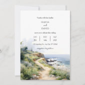 Invitation Pittoresque Coastal Trail Ocean View Beach Wedding (Devant)