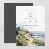 Invitation Pittoresque Coastal Trail Ocean View Beach Wedding (Devant / Derrière)