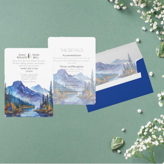 Invitation Pittoresque Mountain et Lake Mariage