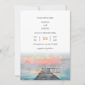 Invitation Pittoresque Pastel Dawn Fishing Pier Art Beach Mar (Devant)