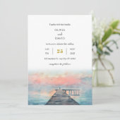 Invitation Pittoresque Pastel Dawn Fishing Pier Art Beach Mar (Debout devant)