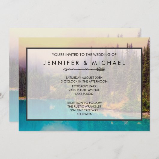 Invitation Pittoresque Paysage du Nord Mariage rustique Invit (Devant / Derrière)