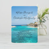 Invitation Pittoresque plage tropicale avec Mariage de paillo (Debout devant)