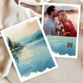 Invitation Pittoresque Watercolor Pine tree Lake