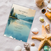 Invitation Pittoresque Watercolor Pine tree Lake