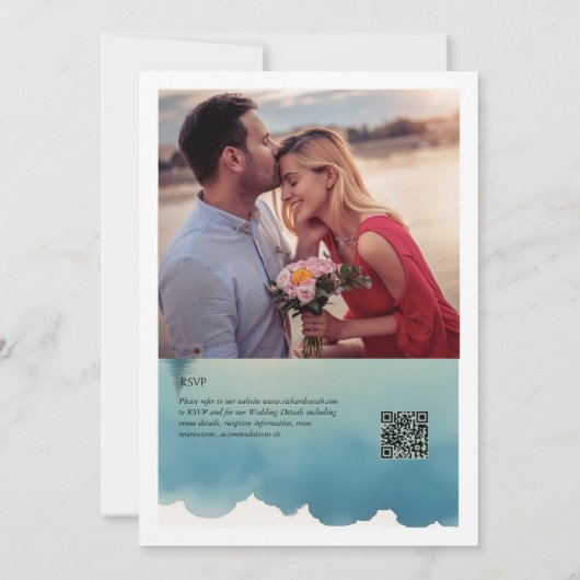 Invitation Pittoresque Watercolor Pine tree Lake (Dos)