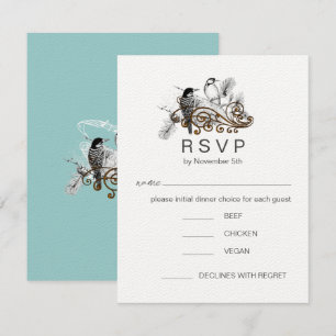 Invitation Pivert romantique bleu poussiéreux Oiseaux de l'am