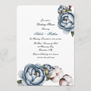 Invitation Pivoine Bleue Poussiéreuse et Mariage sous la Douc