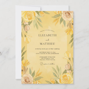 Invitation Pivoine de mariage à la crème beurrée antique