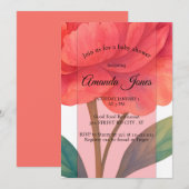 Invitation Pivoine en fleurs (Devant / Derrière)