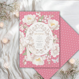 Invitation Pivoine Floral Vintage Élégant Rose Mauve Mariage