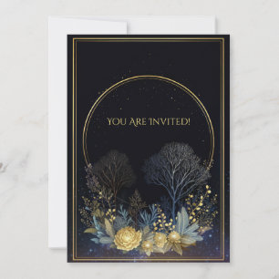 Invitation Pivoine Or Midnigt Gold Halo Botanique Céleste