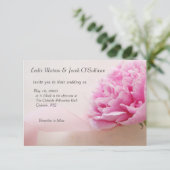 Invitation pivoine rose avec ruban  (Debout devant)
