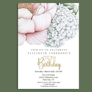 Invitation Pivoine Rose Fard 75e Anniversaire