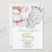 Invitation Pivoine Rose Fardé 60e Anniversaire (Devant)