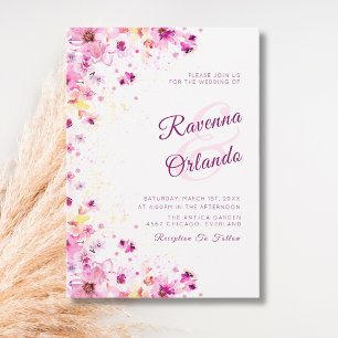 Invitation Pivoine Rose Fleur d'Été Romance Art Mariage