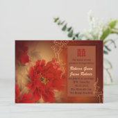Invitation Pivoine rouge Double Bonheur mariage chinois (Debout devant)