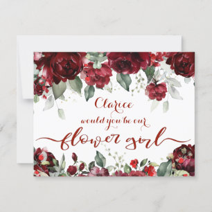 Invitation Pivoine Rouge Épiphanie Fille Fleur Mariage Demand