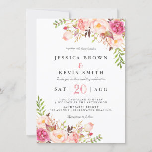Invitation Pivoine rustique florale