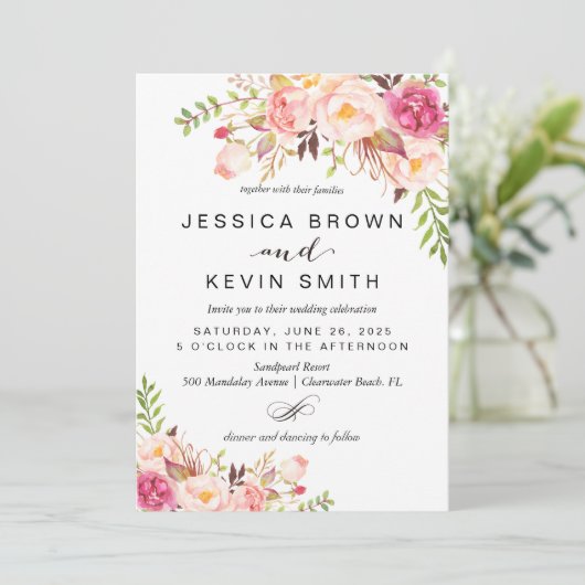 Invitation Pivoine rustique florale (Debout devant)