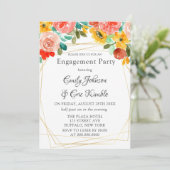 Invitation Pivoine teinte de bleu sarcelle jaune orange pour  (Debout devant)