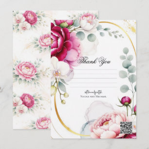Invitation Pivoines de jardin à halo doré et orchidées Fleurs