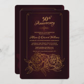 Invitation Pivoines Dorées (Devant / Derrière)