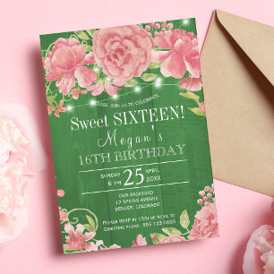 Invitation Pivoines en fleurs printanières aux joues rosées, 