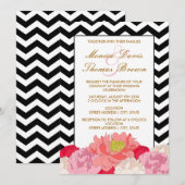 Invitation Pivoines et Chevrons (Devant / Derrière)