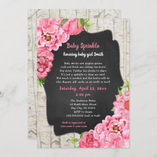 Invitation Pivoines + Le bébé de bouleau arrosent + tombola