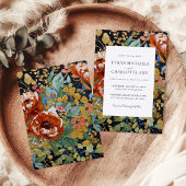 Invitation Pivoines Orange Brûlé Peinture Dorée Mariage Flora