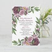Invitation Pivoines Rose Mauve et Feuillage Réception uniquem (Debout devant)