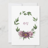 Invitation Pivoines Rose Mauve et Feuillage Réception uniquem (Dos)