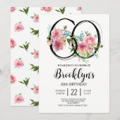 Invitation Pivoines Roses 60e Anniversaire (Devant / Derrière)
