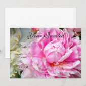 Invitation Pivoines roses blanches florales (Devant / Derrière)