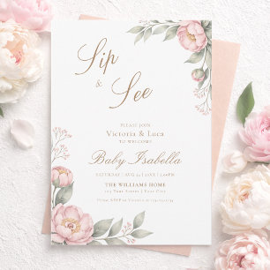 Invitation Pivoines roses en fleurs, dégustation et découvert