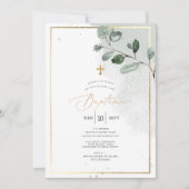 Invitation Pix-Dezines Baptême d'Eucalyptus Rustique Aquarell (Devant)