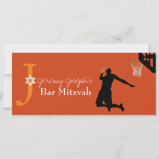 Invitation ✡ Pix Dezines Basketball Bar Mitzvah (Devant)