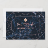 Invitation Pix Dezines Bleu Marble Bar Mitzvah (Devant)