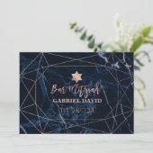 Invitation Pix Dezines Bleu Marble Bar Mitzvah (Debout devant)