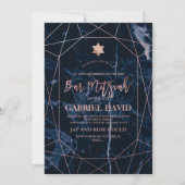 Invitation Pix Dezines Bleu Marble Bar Mitzvah (Dos)
