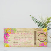 Invitation Pix-Dezines Boarding Pass Hibiscus Leis (Debout devant)