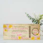 Invitation Pix-Dezines Boarding Pass Plumerias roses (Debout devant)