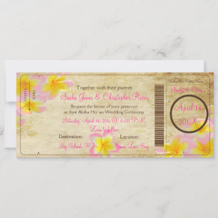 Invitation Pix-Dezines Boarding Pass Plumerias roses