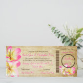 Invitation Pix-Dezines Boarding Pass Plumerias roses (Debout devant)