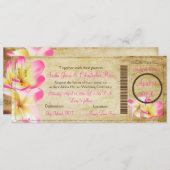 Invitation Pix-Dezines Boarding Pass Plumerias roses (Devant / Derrière)