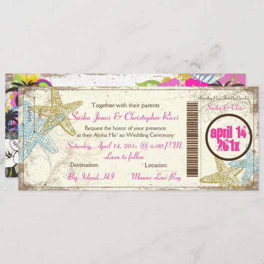 Invitation Pix-Dezines Boarding Pass to Paradise (Devant / Derrière)